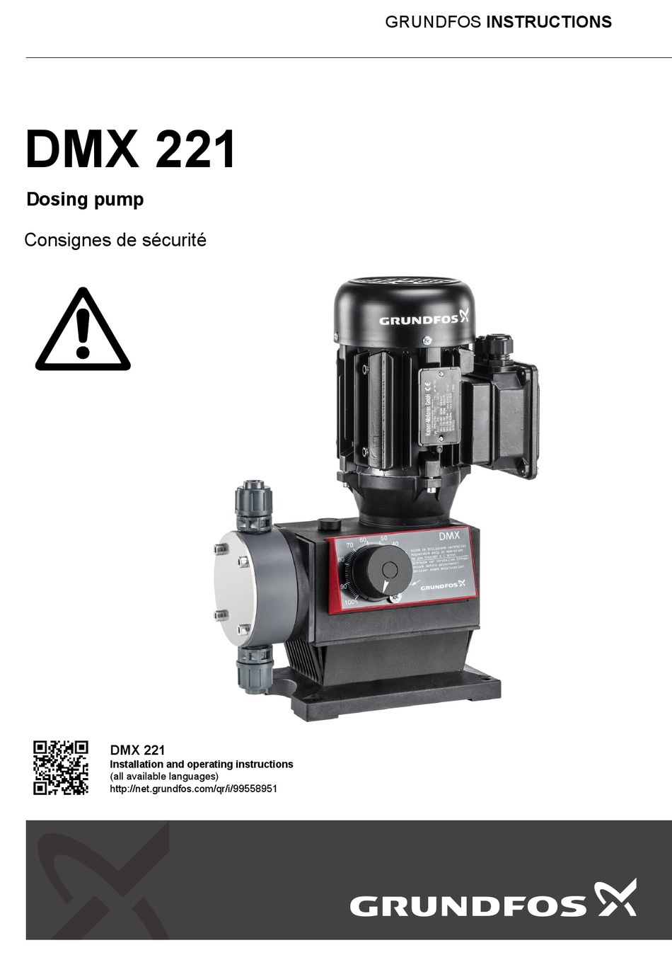 GRUNDFOS DMX 221 INSTALLATION AND OPERATING INSTRUCTIONS MANUAL Pdf