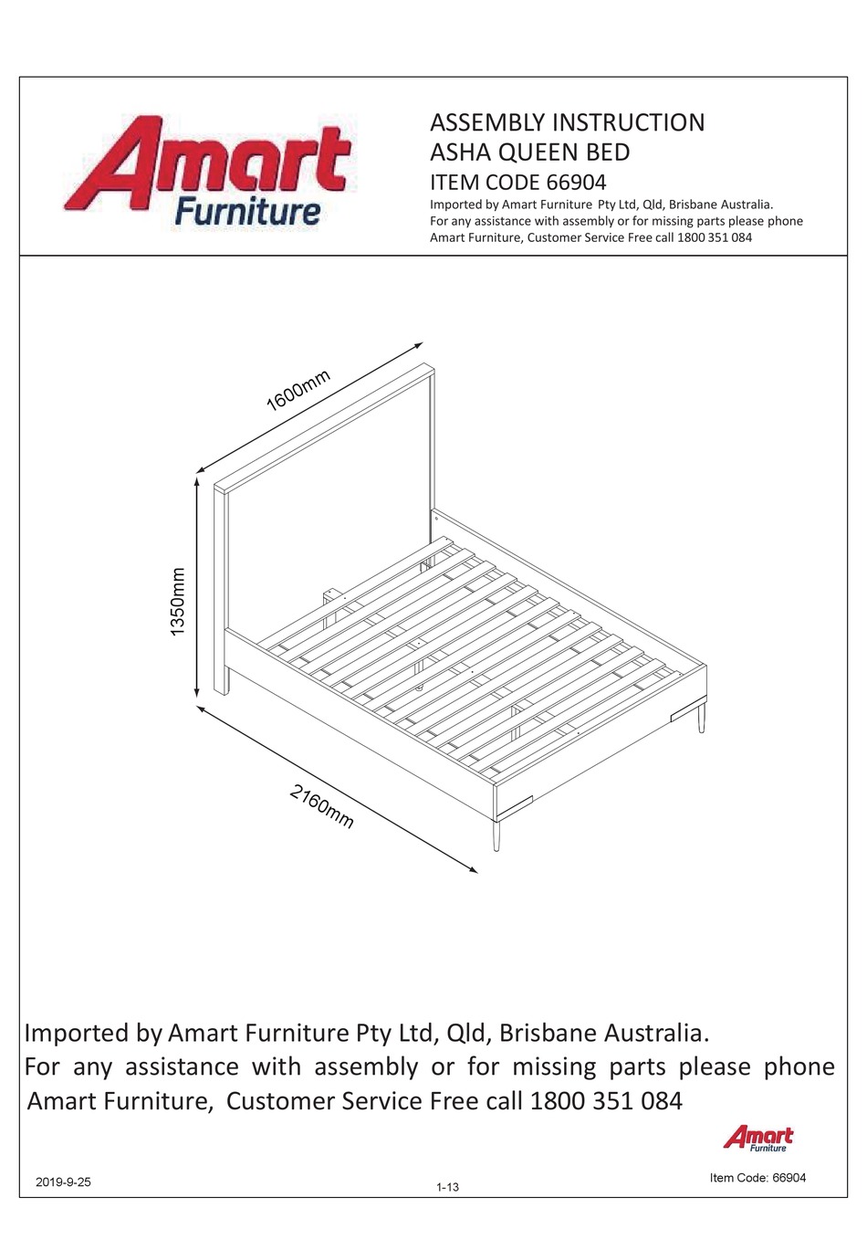 AMART FURNITURE ASHA 66904 ASSEMBLY INSTRUCTION MANUAL Pdf Download