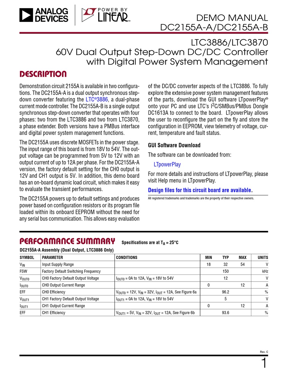 LINEAR ANALOG DEVICES DC2155AA MANUAL Pdf Download ManualsLib