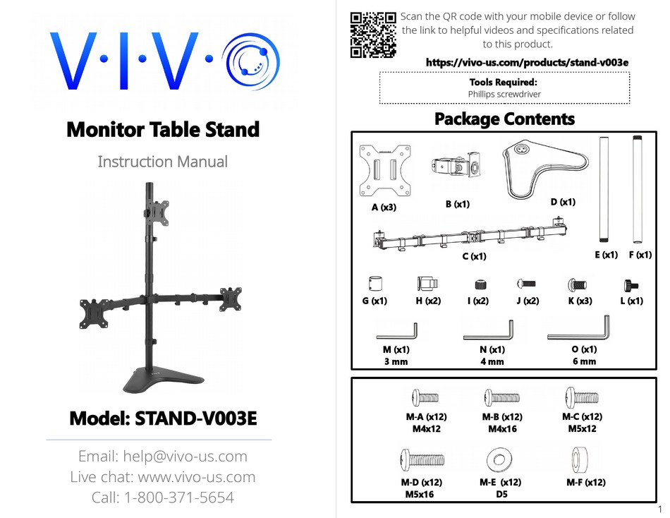 VIVO STAND-V003E INSTRUCTION MANUAL Pdf Download | ManualsLib