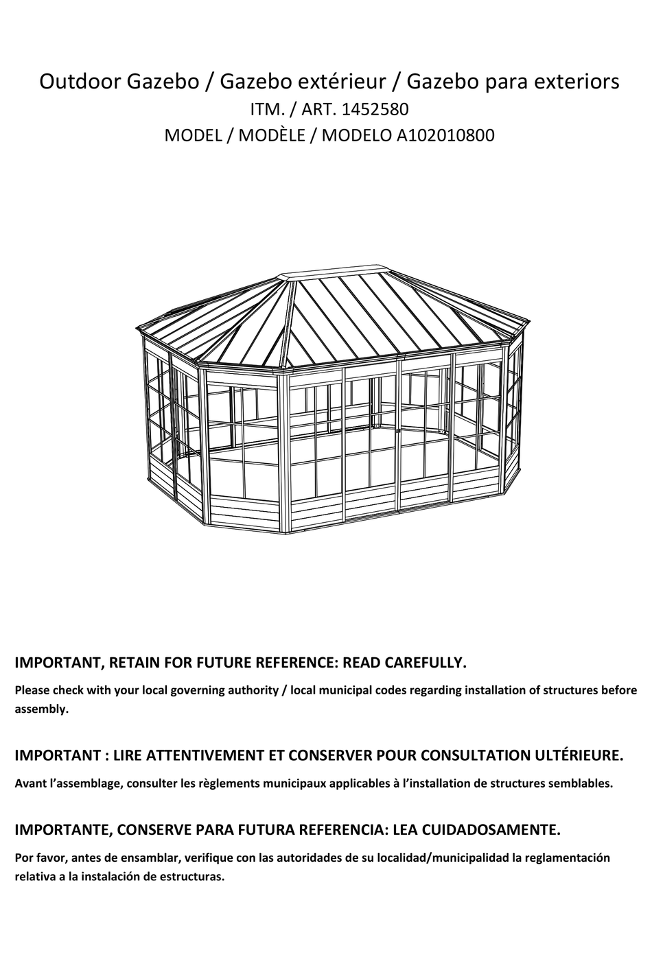 COSTCO A102010800 ASSEMBLY INSTRUCTIONS MANUAL Pdf Download ManualsLib