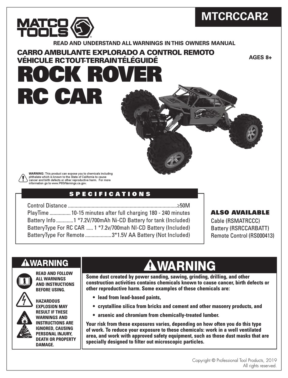 MATCO TOOLS ROCK ROVER RC CAR OWNER'S MANUAL Pdf Download | ManualsLib