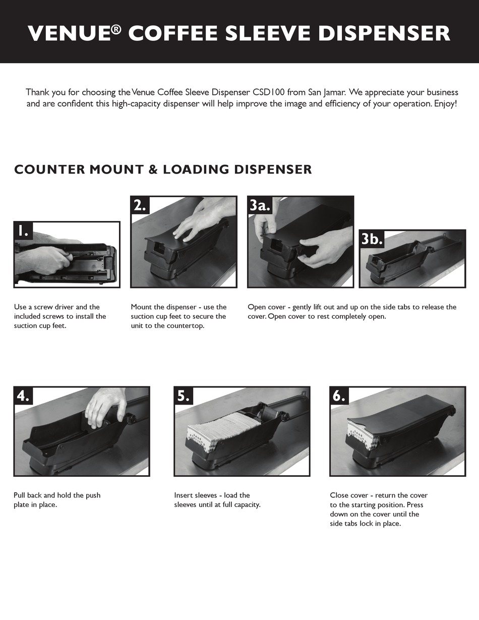 SAN JAMAR VENUE CSD100 QUICK START MANUAL Pdf Download ManualsLib