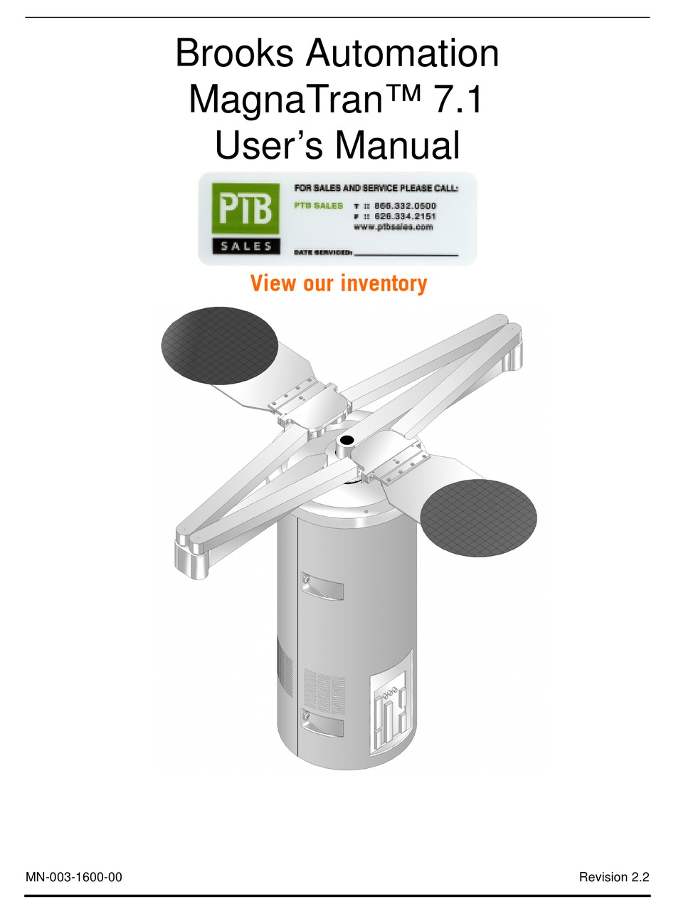 BROOKS AUTOMATION MAGNATRAN 7.1 USER MANUAL Pdf Download ManualsLib