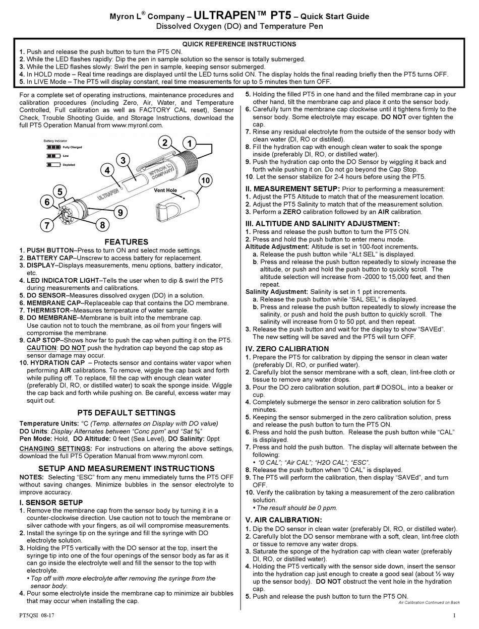 MYRON L ULTRAPEN PT5 QUICK START MANUAL Pdf Download | ManualsLib