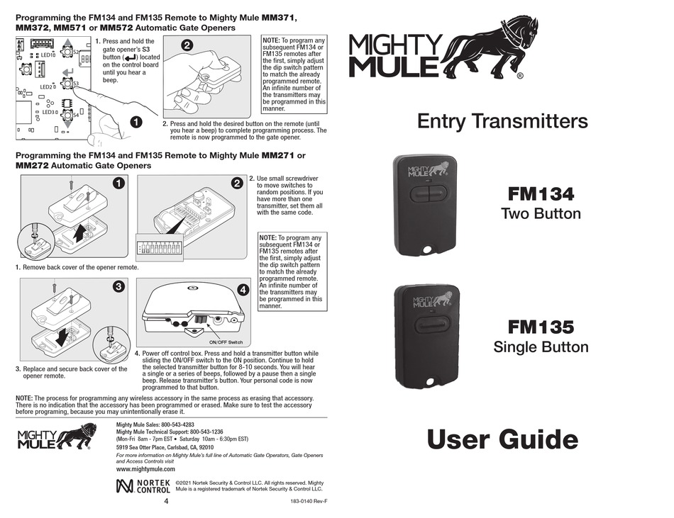 MIGHTY MULE FM134 USER MANUAL Pdf Download ManualsLib