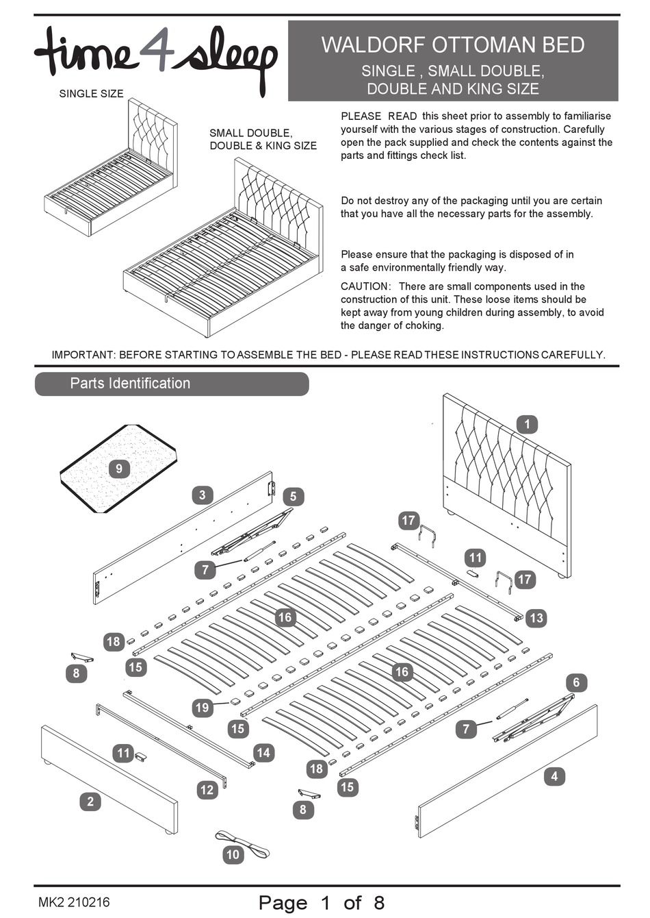 TIME4SLEEP WALDORF OTTOMAN BED SINGLE ASSEMBLY INSTRUCTIONS MANUAL Pdf