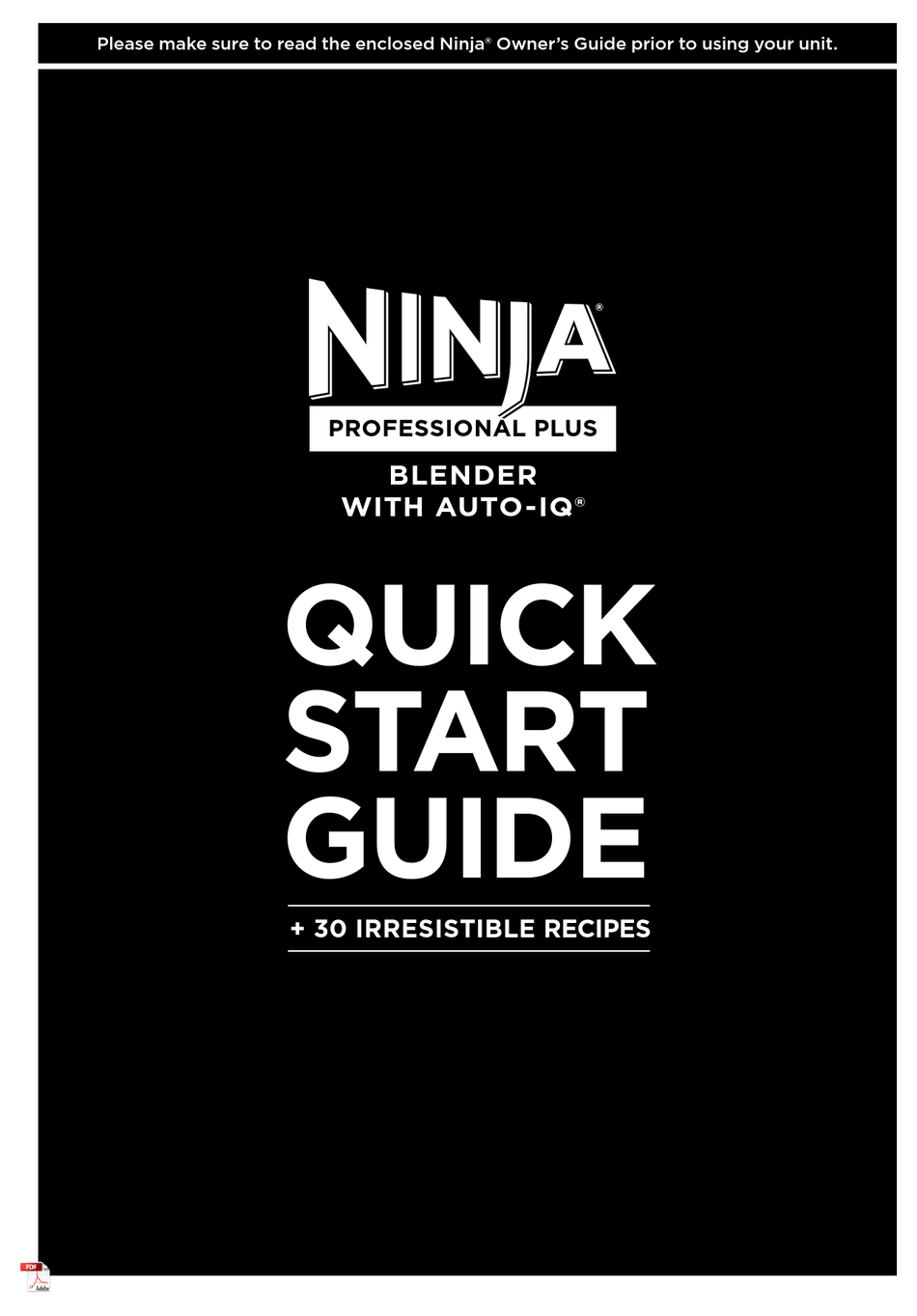 NINJA PROFESSIONAL PLUS BL480 QUICK START MANUAL Pdf Download ManualsLib