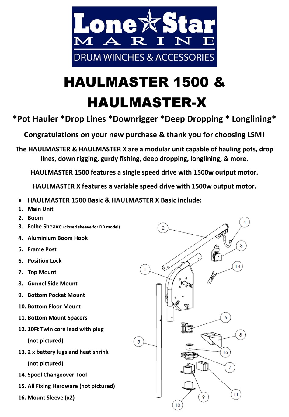 LONE STAR MARINE HAULMASTER 1500 QUICK START MANUAL Pdf Download