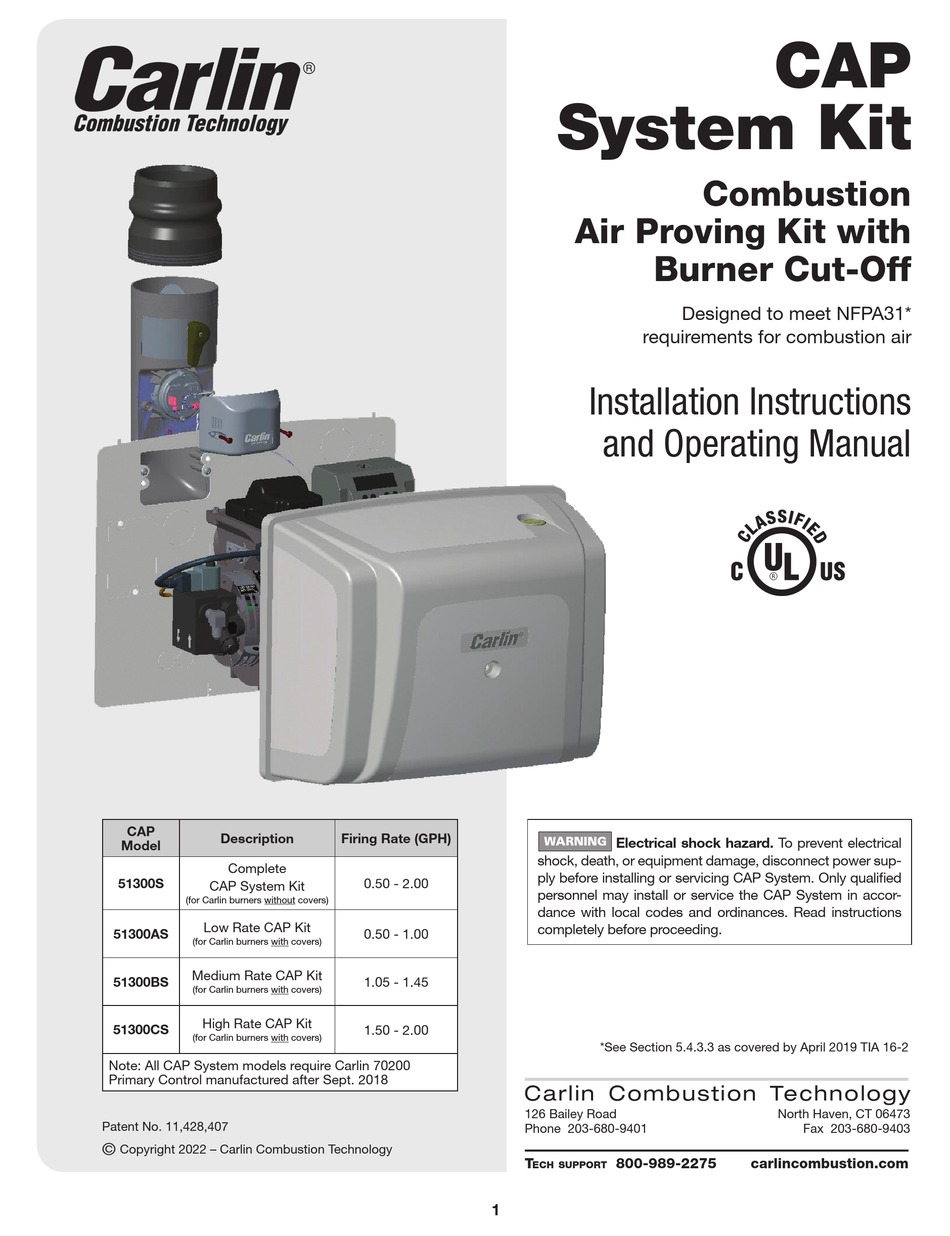 CARLIN 51300S INSTALLATION INSTRUCTIONS & OPERATING MANUAL Pdf Download