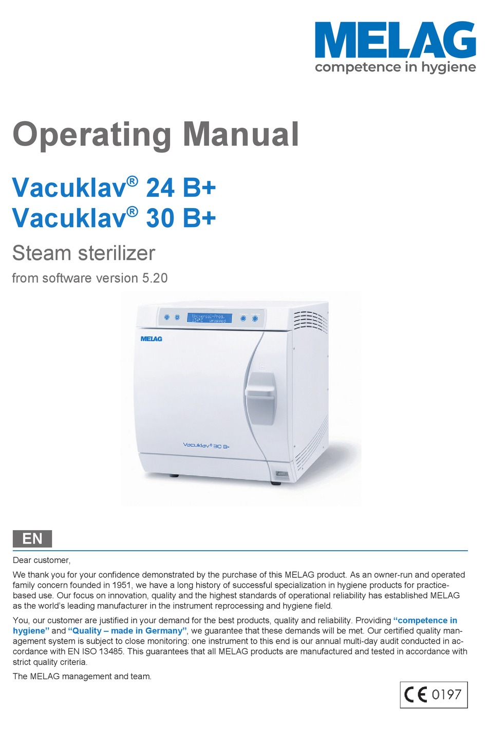 MELAG VACUKLAV 24 B+ OPERATING MANUAL Pdf Download | ManualsLib