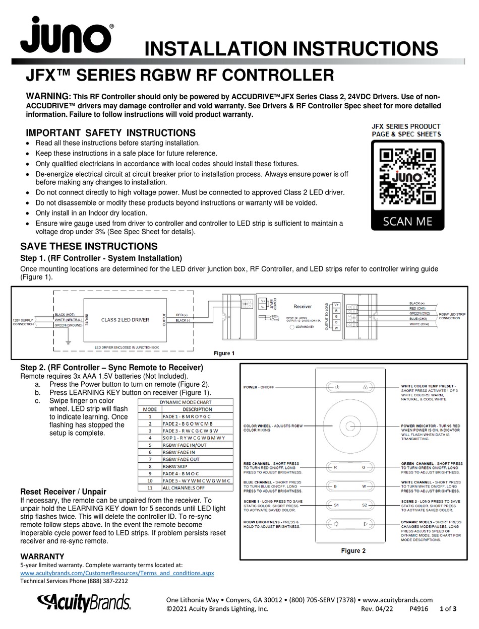 ACUITY BRANDS JUNO JFX SERIES INSTALLATION INSTRUCTIONS Pdf Download