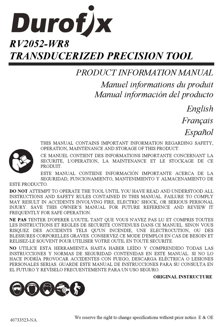 DUROFIX RV2052-WR8 INFORMATION MANUAL Pdf Download | ManualsLib