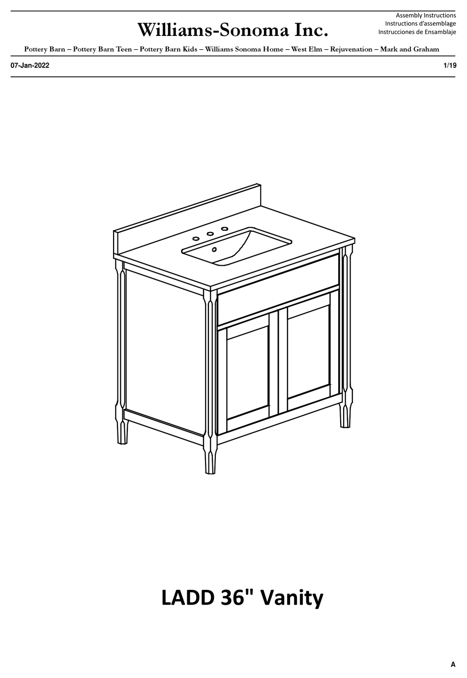 WILLIAMSSONOMA LADD C110368 ASSEMBLY INSTRUCTIONS MANUAL Pdf Download