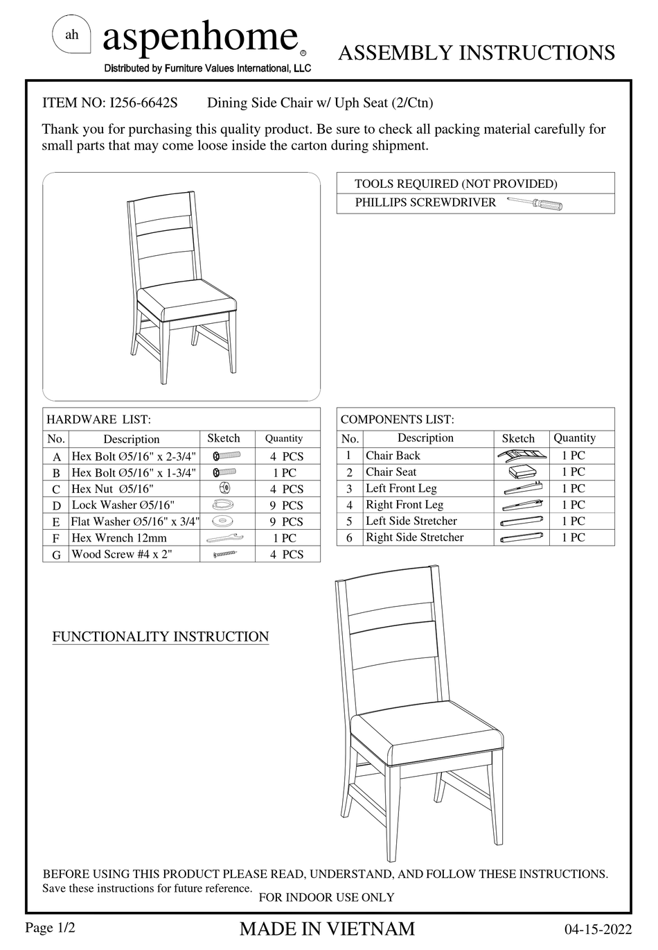 ASPENHOME I2566642S ASSEMBLY INSTRUCTIONS Pdf Download ManualsLib