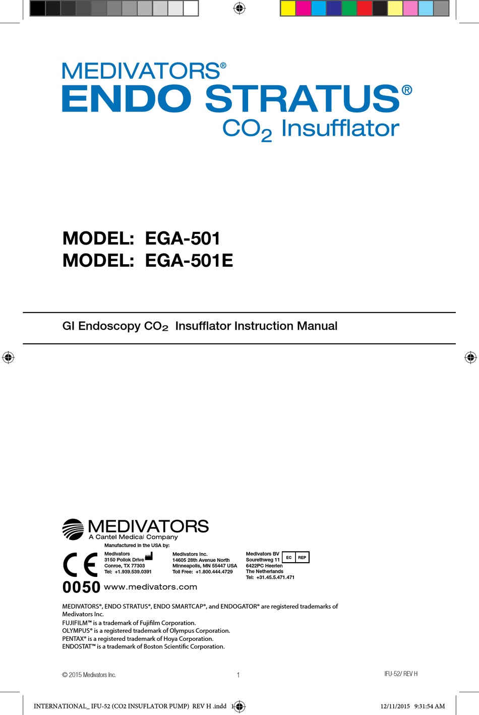 CANTEL MEDICAL MEDIVATORS ENDO STRATUS EGA501 INSTRUCTION MANUAL Pdf