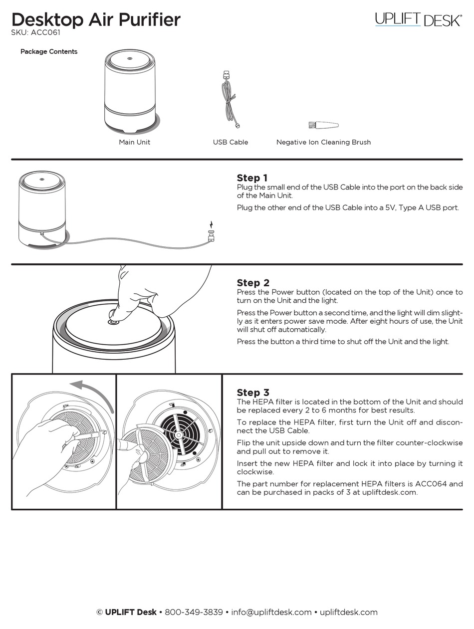 UPLIFT DESK ACC061 QUICK START MANUAL Pdf Download | ManualsLib