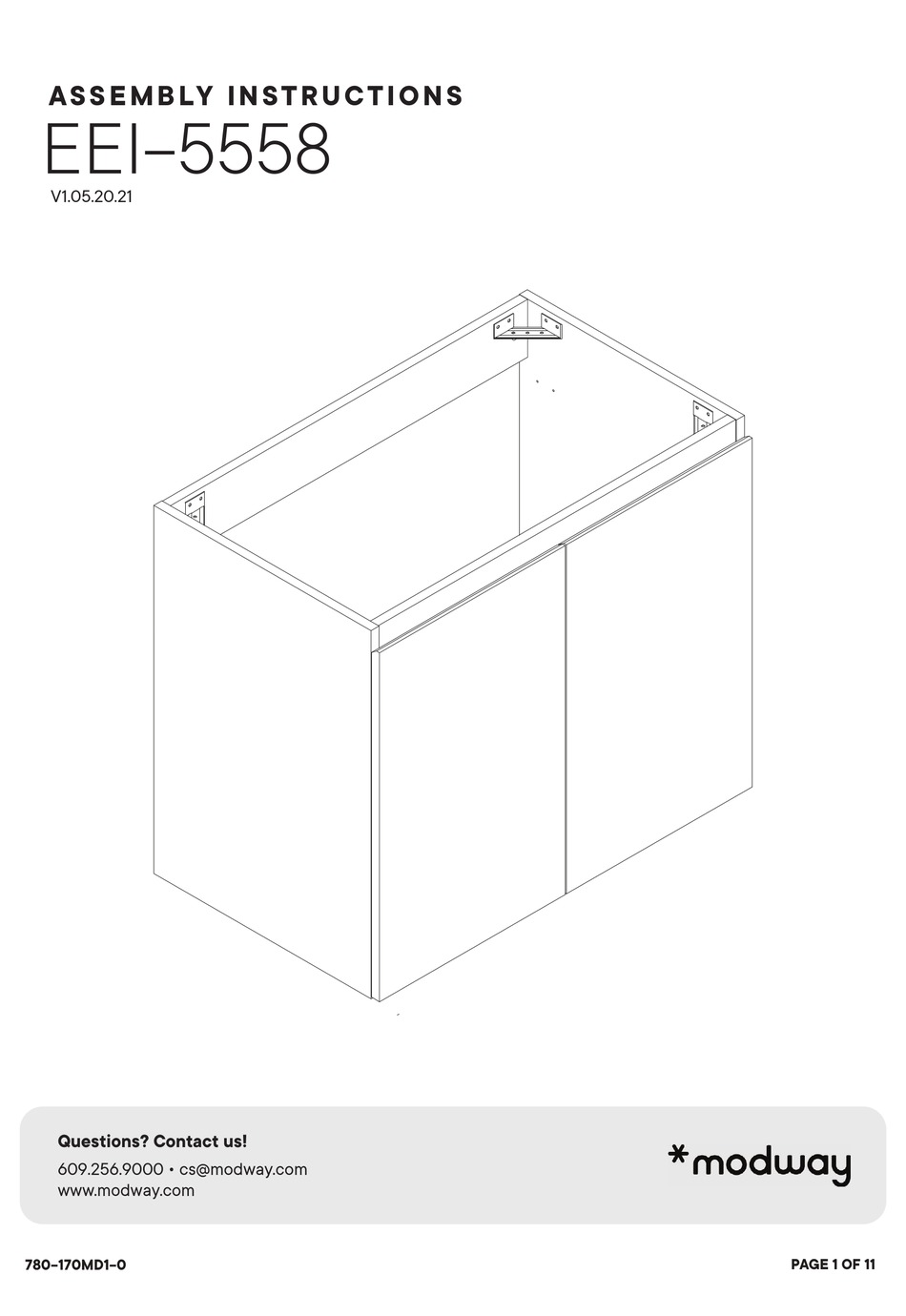 MODWAY VITALITY EEI5558 ASSEMBLY INSTRUCTIONS MANUAL Pdf Download