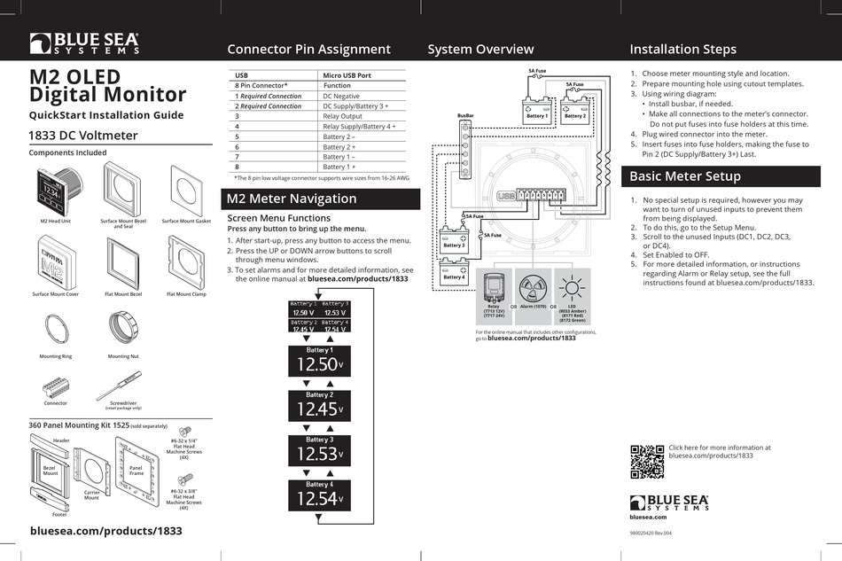 BLUE SEA SYSTEMS M2 QUICK START INSTALLATION MANUAL Pdf Download