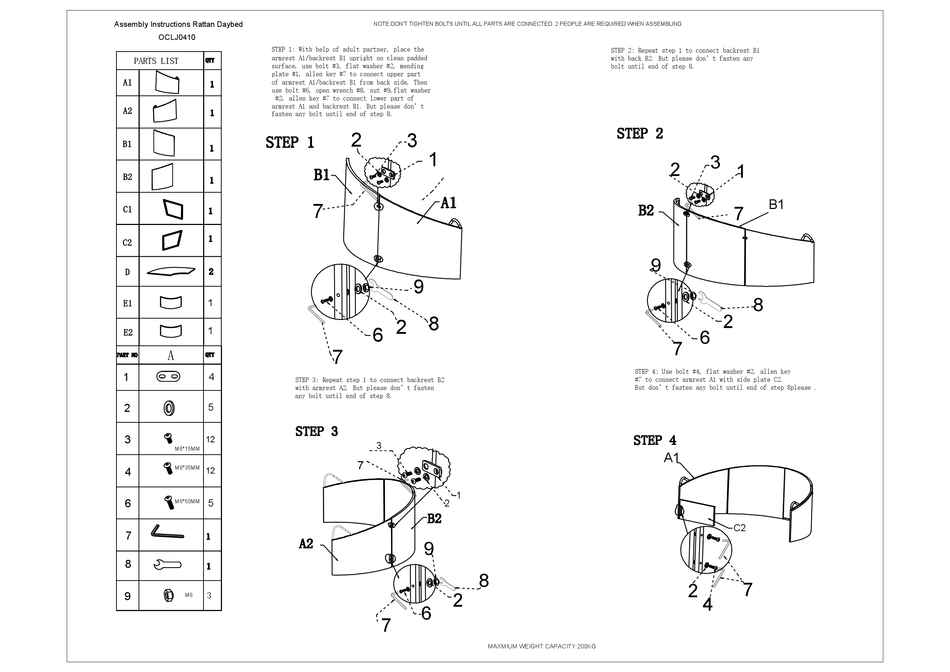 ZEST RATTAN DAYBED OCLJ0410 ASSEMBLY INSTRUCTIONS Pdf Download ManualsLib