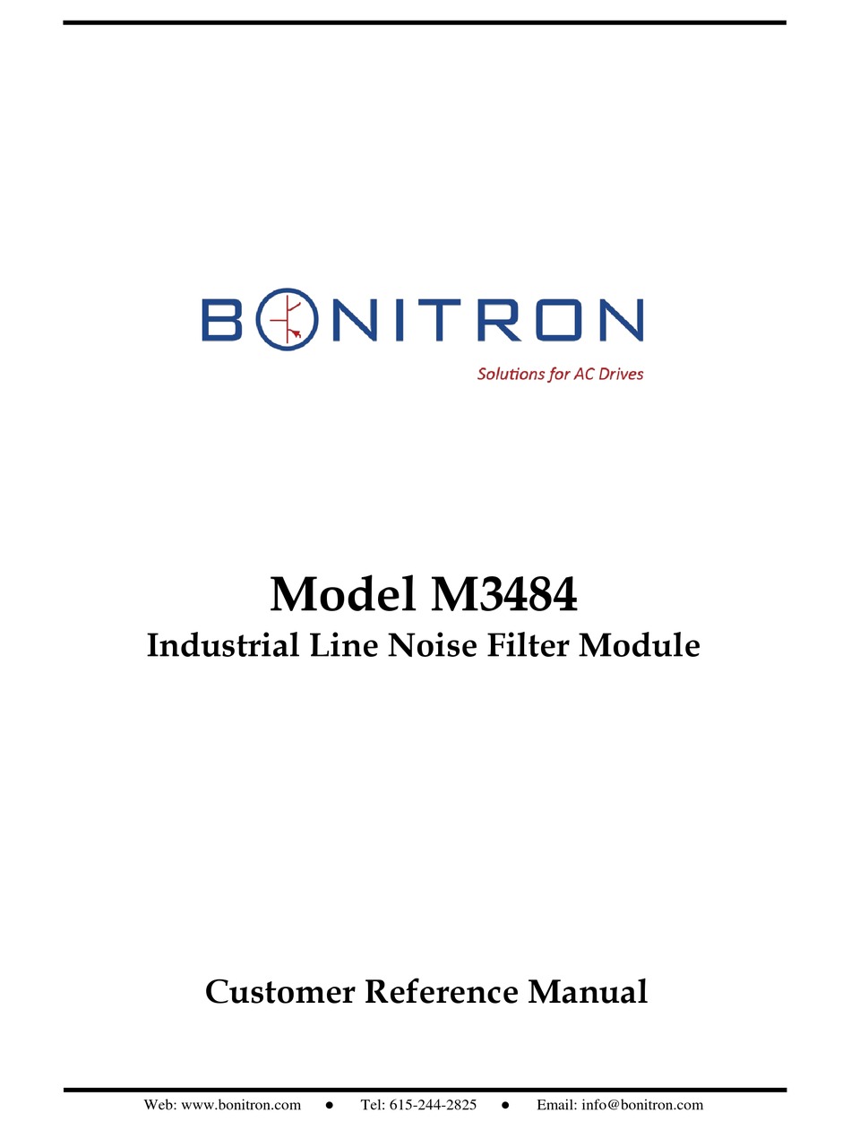 BONITRON M3484 CUSTOMER REFERENCE MANUAL Pdf Download ManualsLib