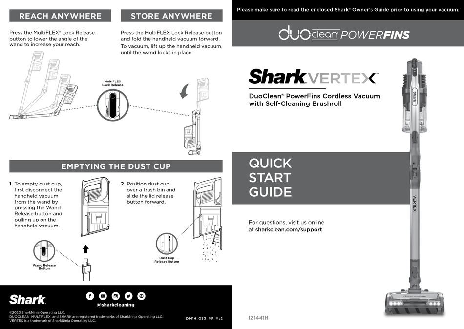 SHARK VERTEX IZ1441H QUICK START MANUAL Pdf Download ManualsLib