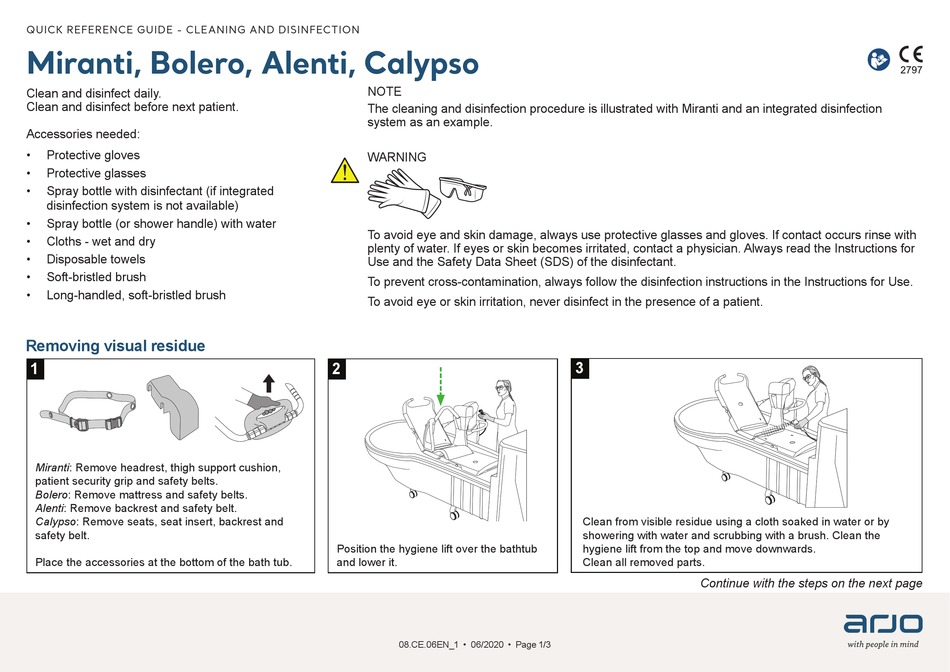 ARJO MIRANTI QUICK REFERENCE MANUAL Pdf Download ManualsLib