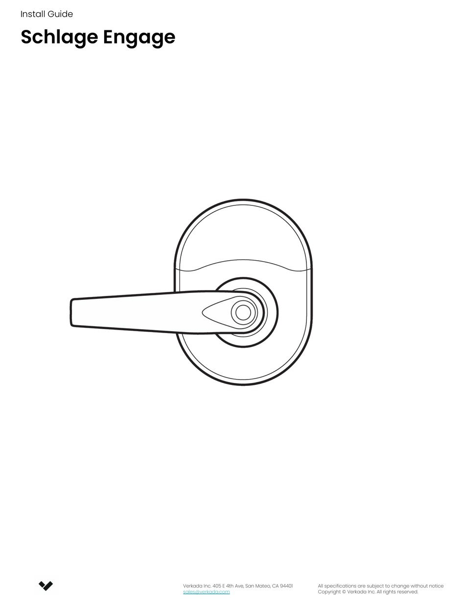 VERKADA SCHLAGE ENGAGE INSTALL MANUAL Pdf Download ManualsLib