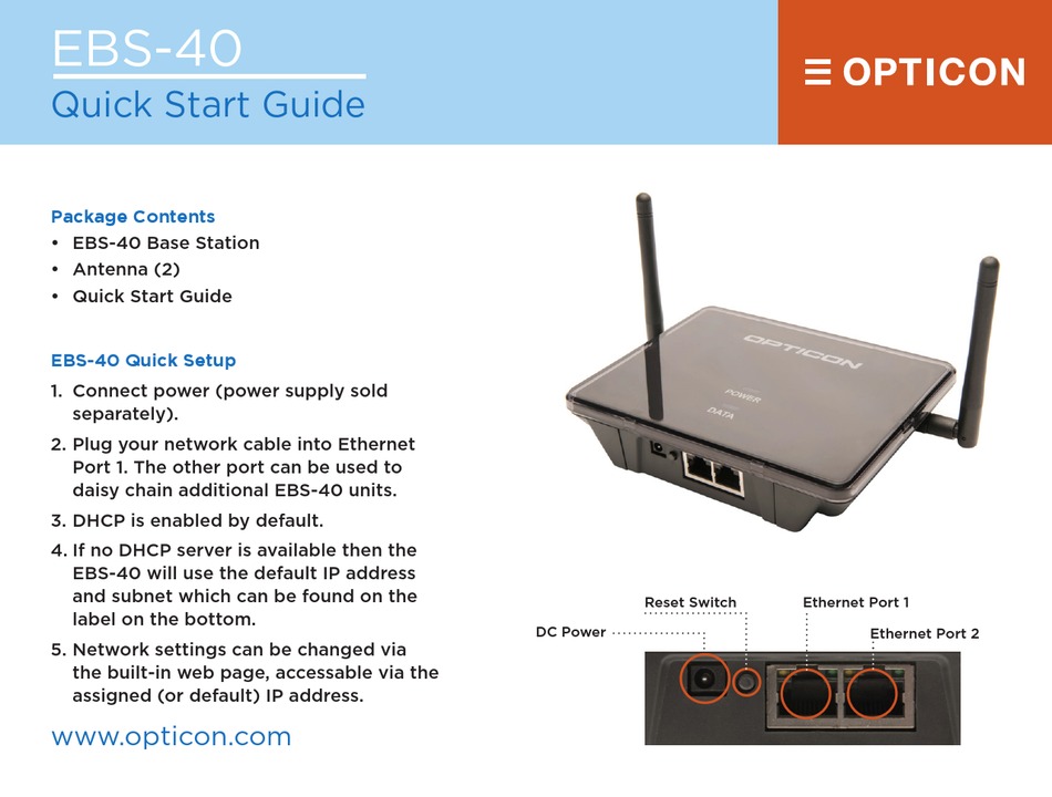 OPTICON EBS40 QUICK START MANUAL Pdf Download ManualsLib