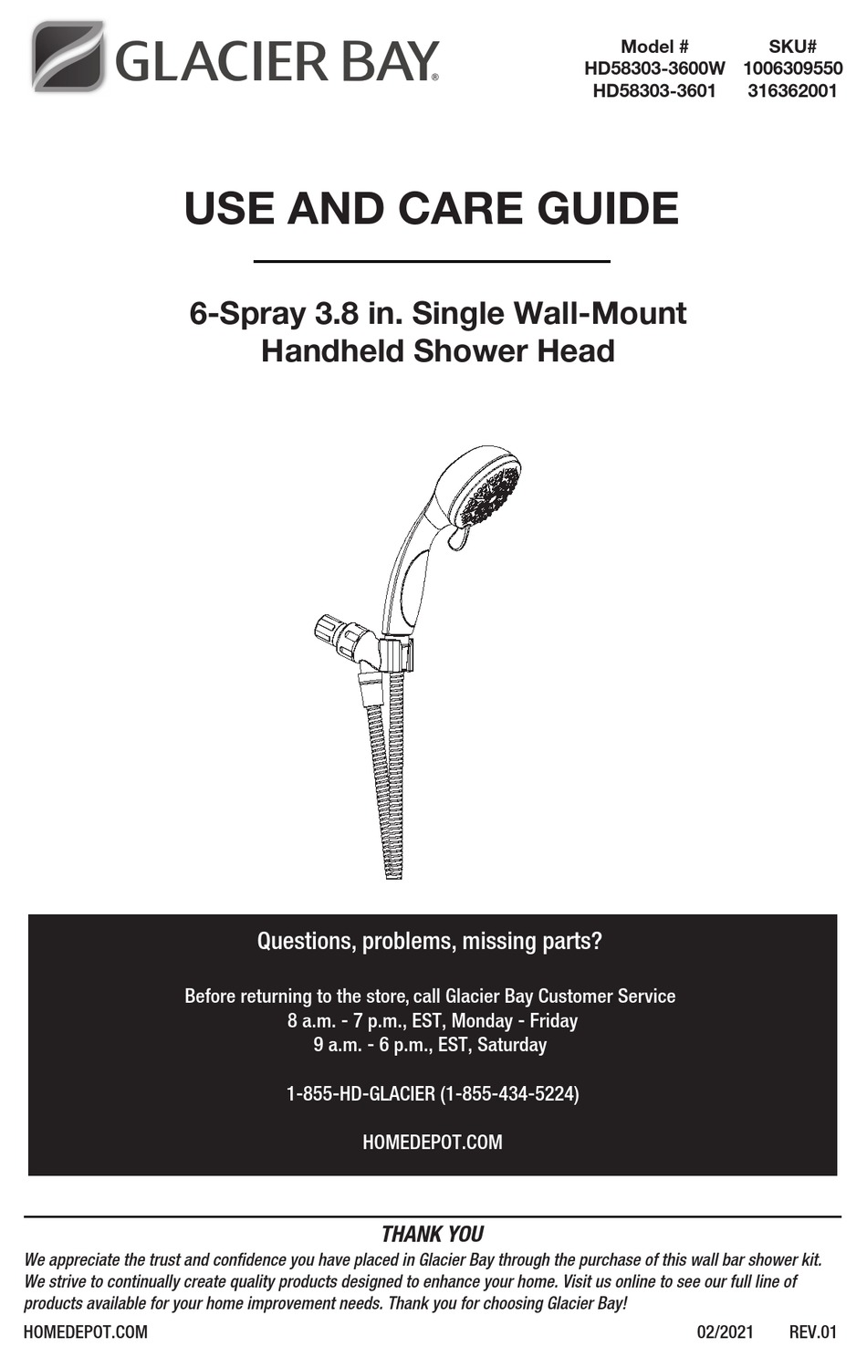 GLACIER BAY HD583033600W USE AND CARE MANUAL Pdf Download ManualsLib