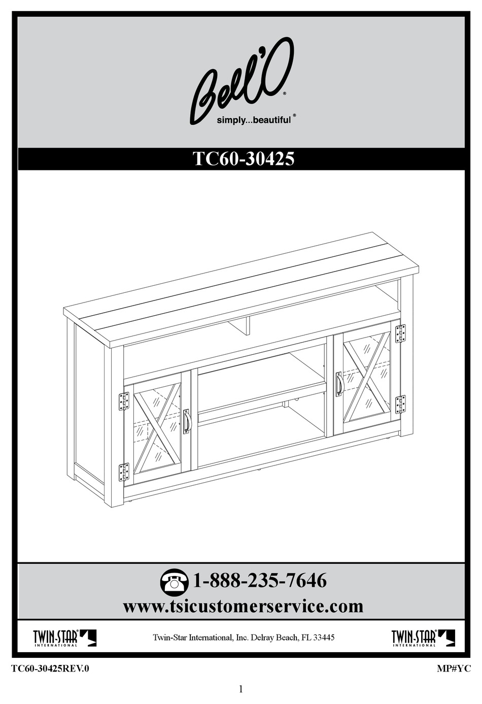 TWINSTAR INTERNATIONAL BELLO TC6030425 ASSEMBLY INSTRUCTIONS MANUAL