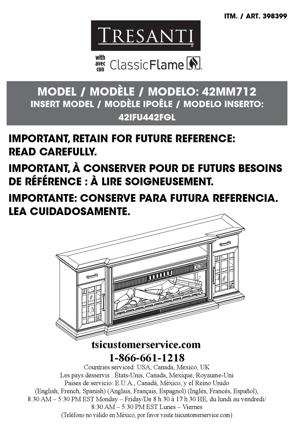 Tresanti electric fireplace deals manual