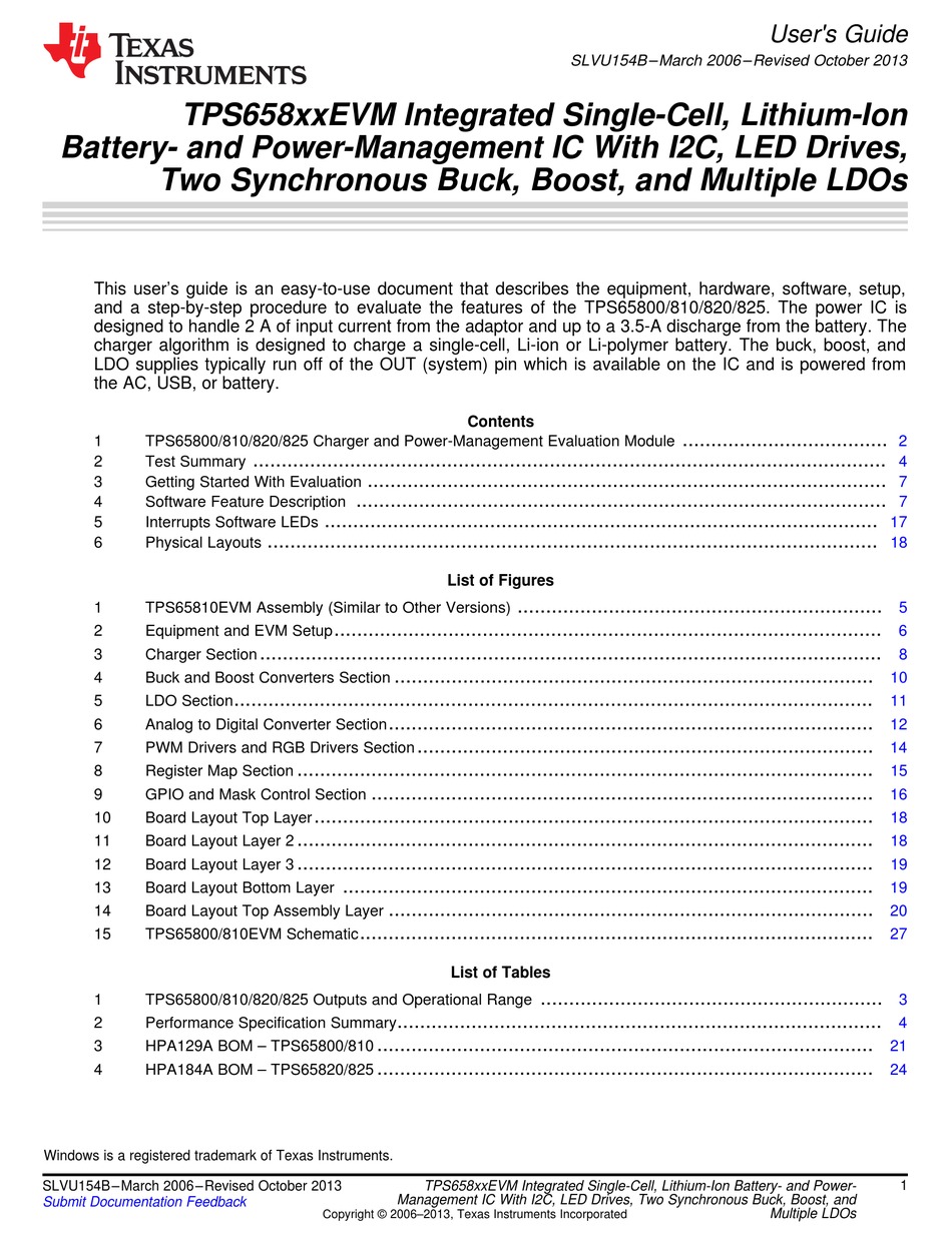 TEXAS INSTRUMENTS TPS658 EVM SERIES USER MANUAL Pdf Download | ManualsLib