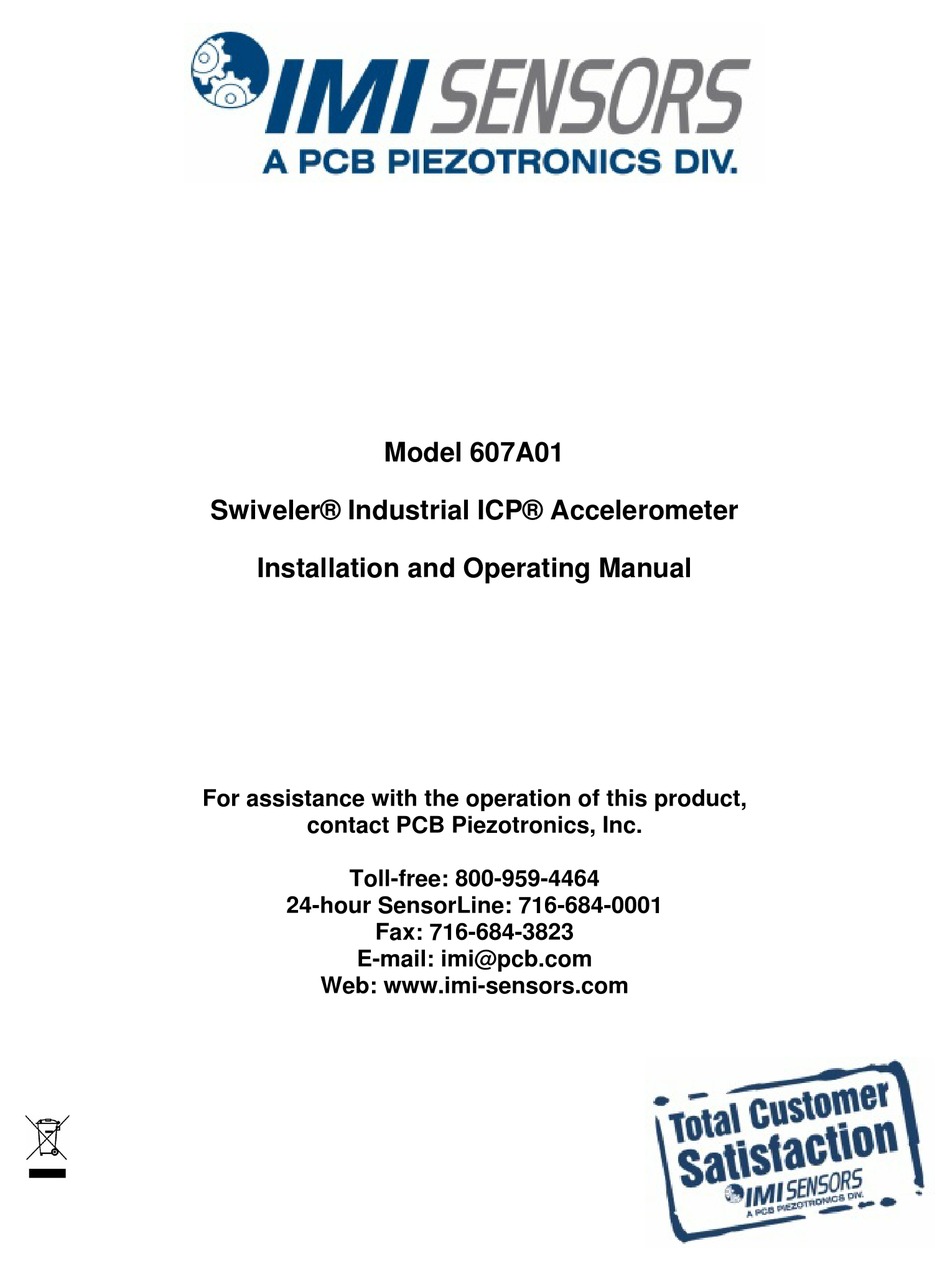PCB PIEZOTRONICS IMI SENSORS SWIVELER ICP 607A01 INSTALLATION AND