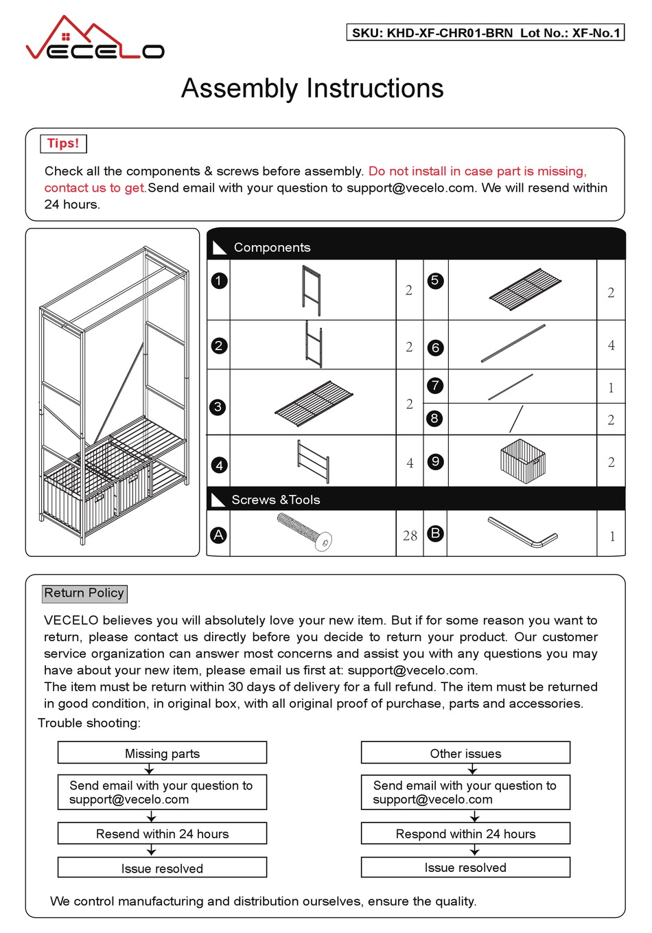 VECELO KHDXFCHR01BRN ASSEMBLY INSTRUCTIONS Pdf Download ManualsLib