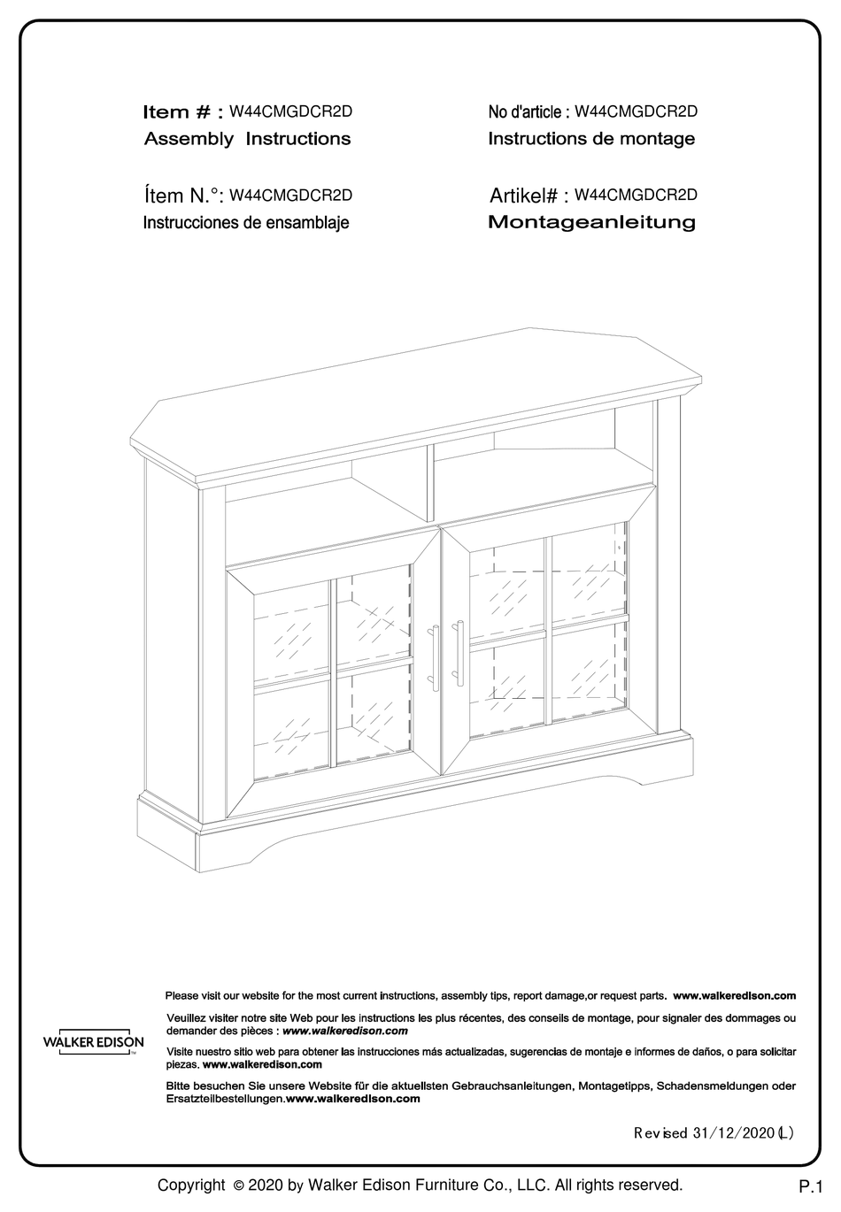 WALKER EDISON W44CMGDCR2D ASSEMBLY INSTRUCTIONS MANUAL Pdf Download