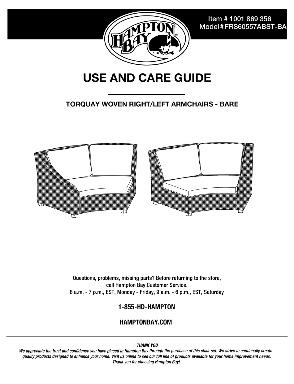 HAMPTON BAY FRS60557ABSTBA USE AND CARE MANUAL Pdf Download ManualsLib