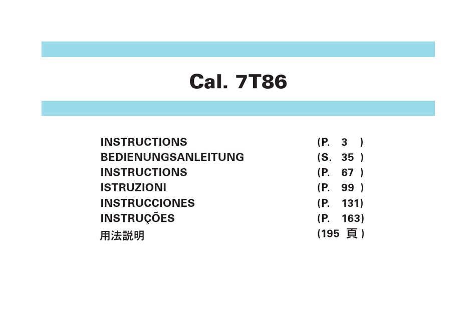 SEIKO SPC161P1 INSTRUCTIONS MANUAL Pdf Download ManualsLib