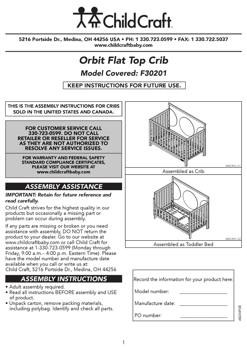 CHILD CRAFT ORBIT F30201 ASSEMBLY INSTRUCTIONS MANUAL Pdf Download