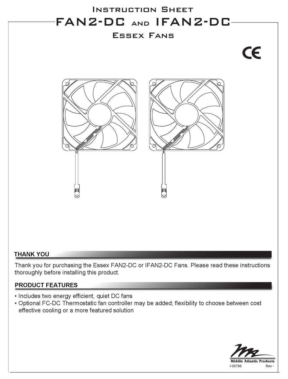 MIDDLE ATLANTIC PRODUCTS ESSEX FAN2DC INSTRUCTION SHEET Pdf Download