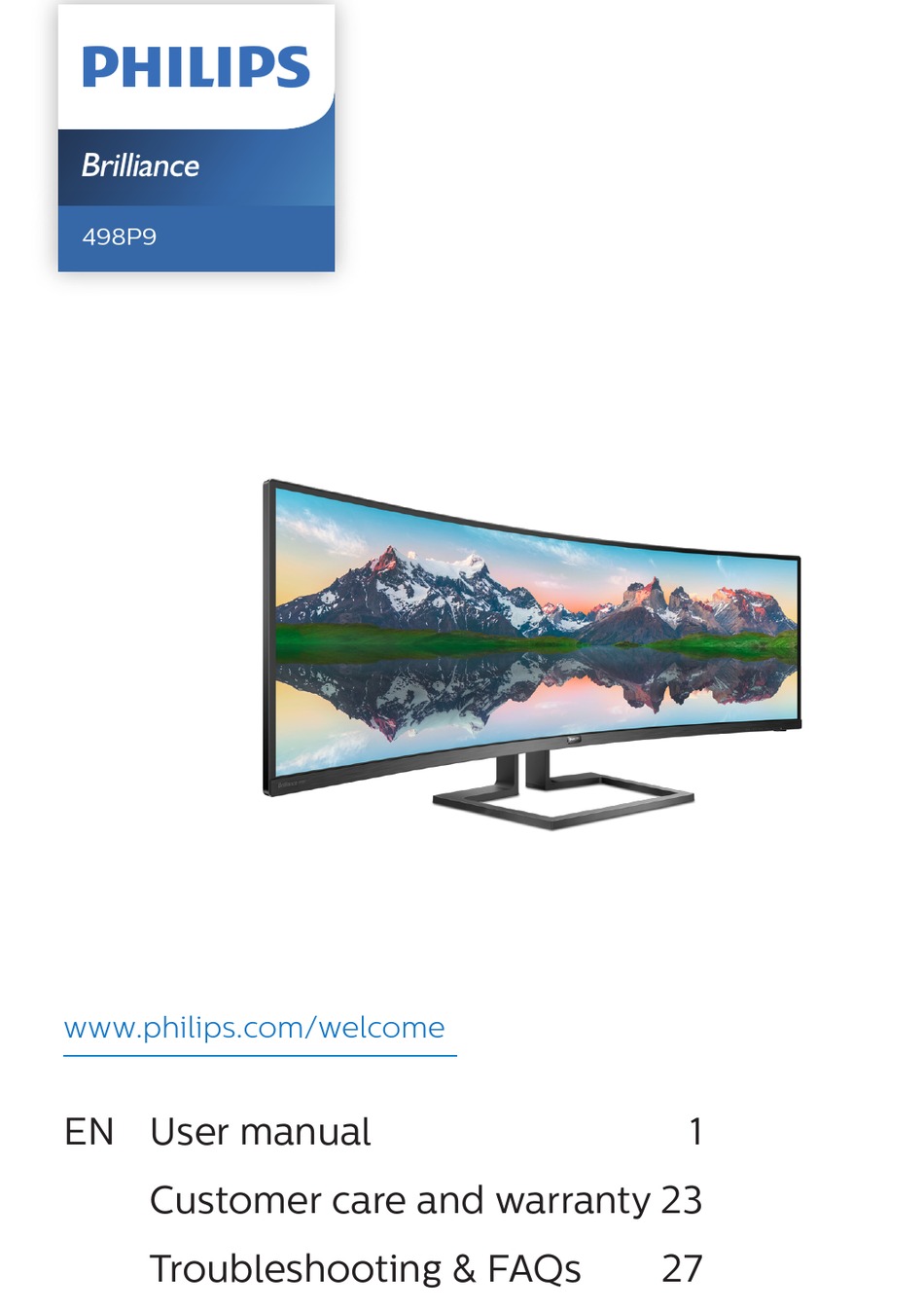 PHILIPS BRILLIANCE 498P9Z USER MANUAL Pdf Download | ManualsLib