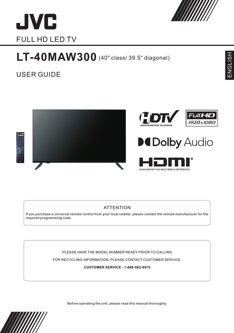 JVC LT-40MAW300 USER MANUAL Pdf Download | ManualsLib