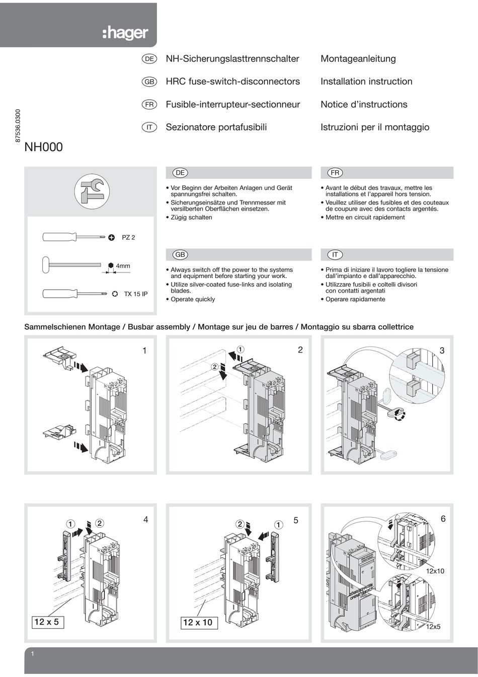 HAGER SR000AO INSTALLATION INSTRUCTIONS Pdf Download ManualsLib