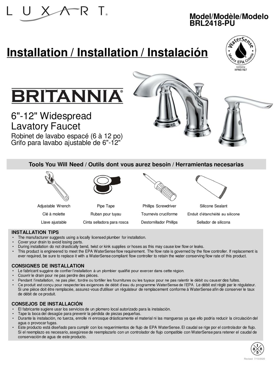 LUXART BRITANNIA BRL2418PU INSTALLATION INSTRUCTIONS MANUAL Pdf Download ManualsLib