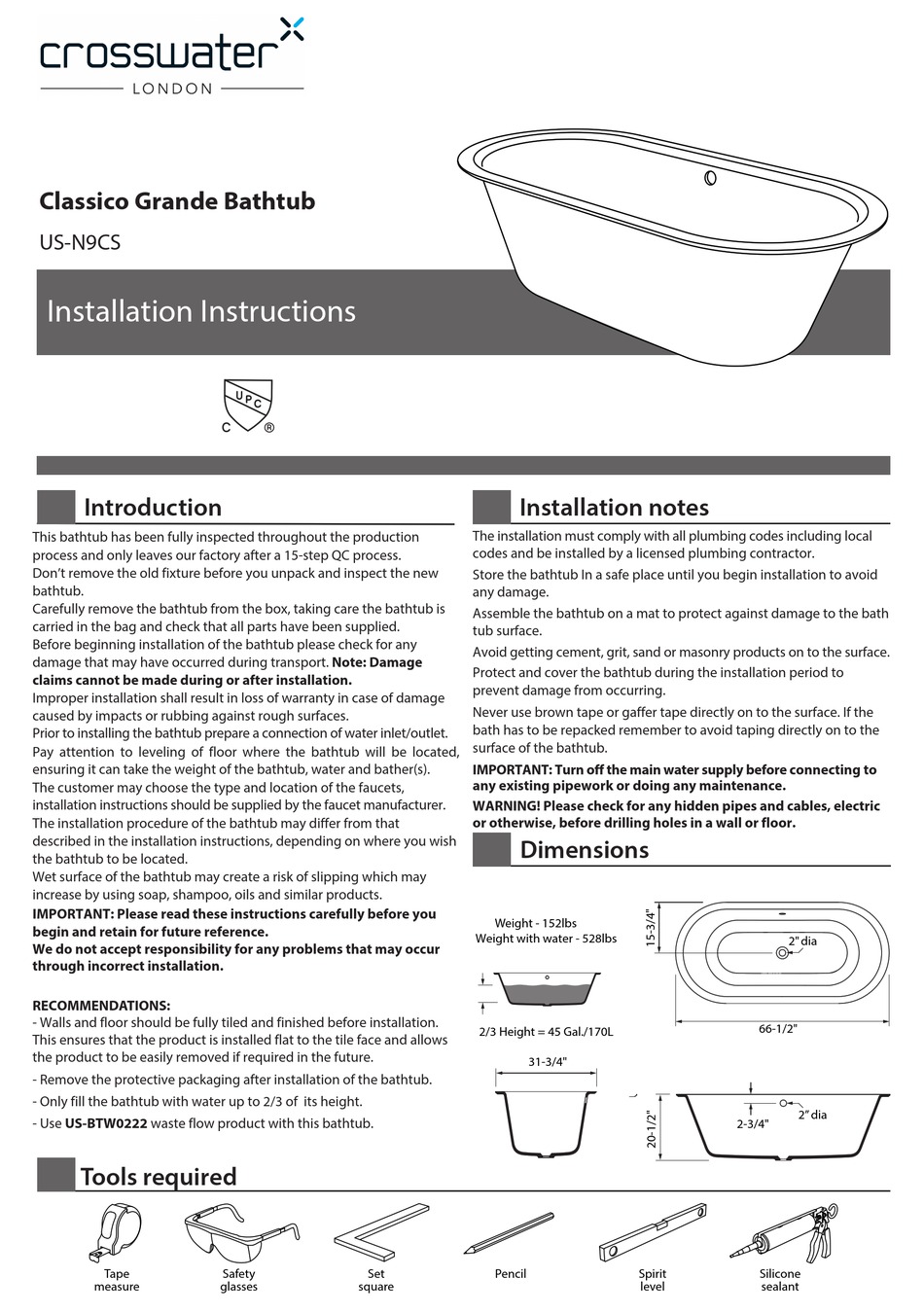 CROSSWATER USN9CS INSTALLATION INSTRUCTIONS Pdf Download ManualsLib