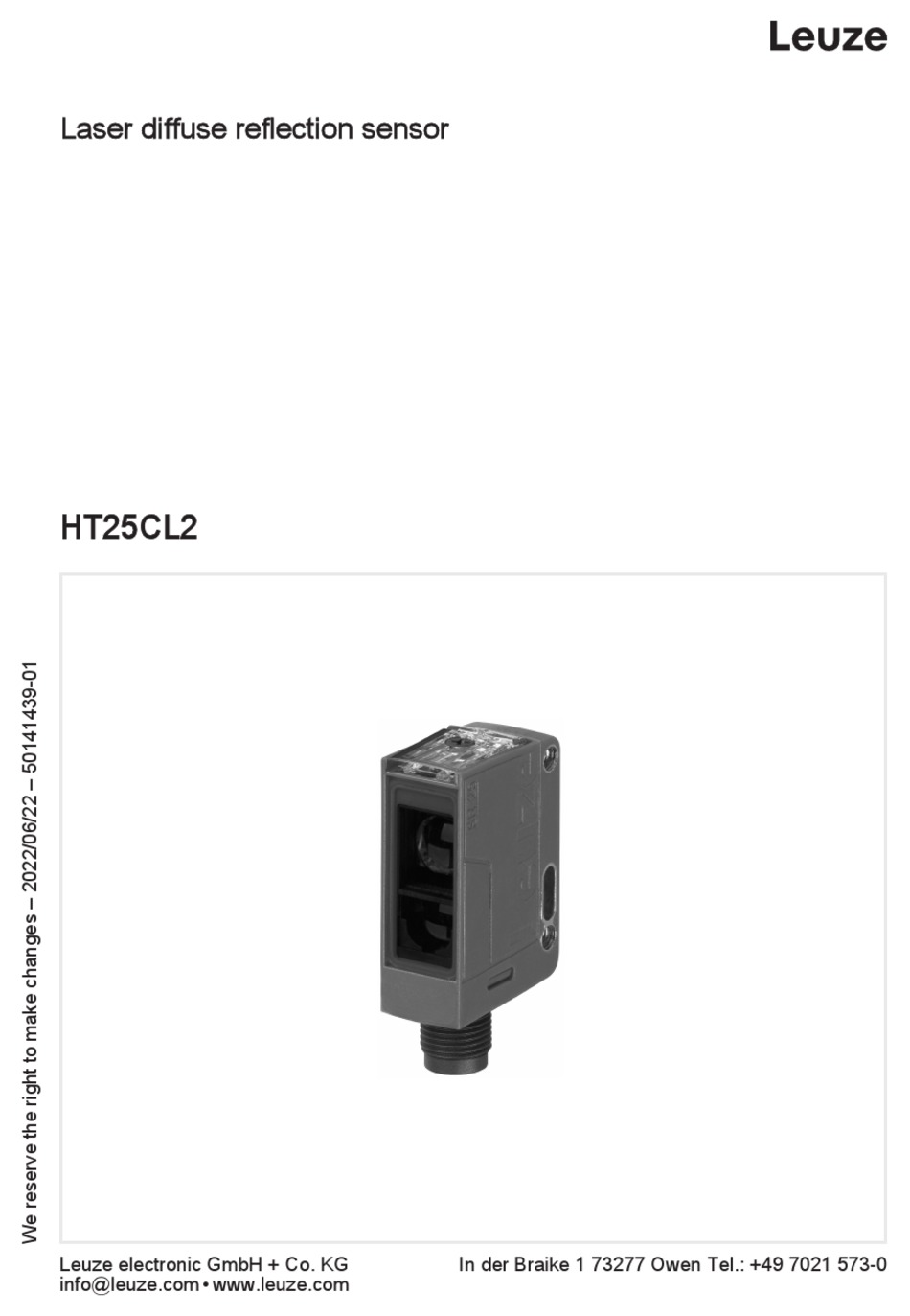 LEUZE HT25CL2 MANUAL Pdf Download ManualsLib