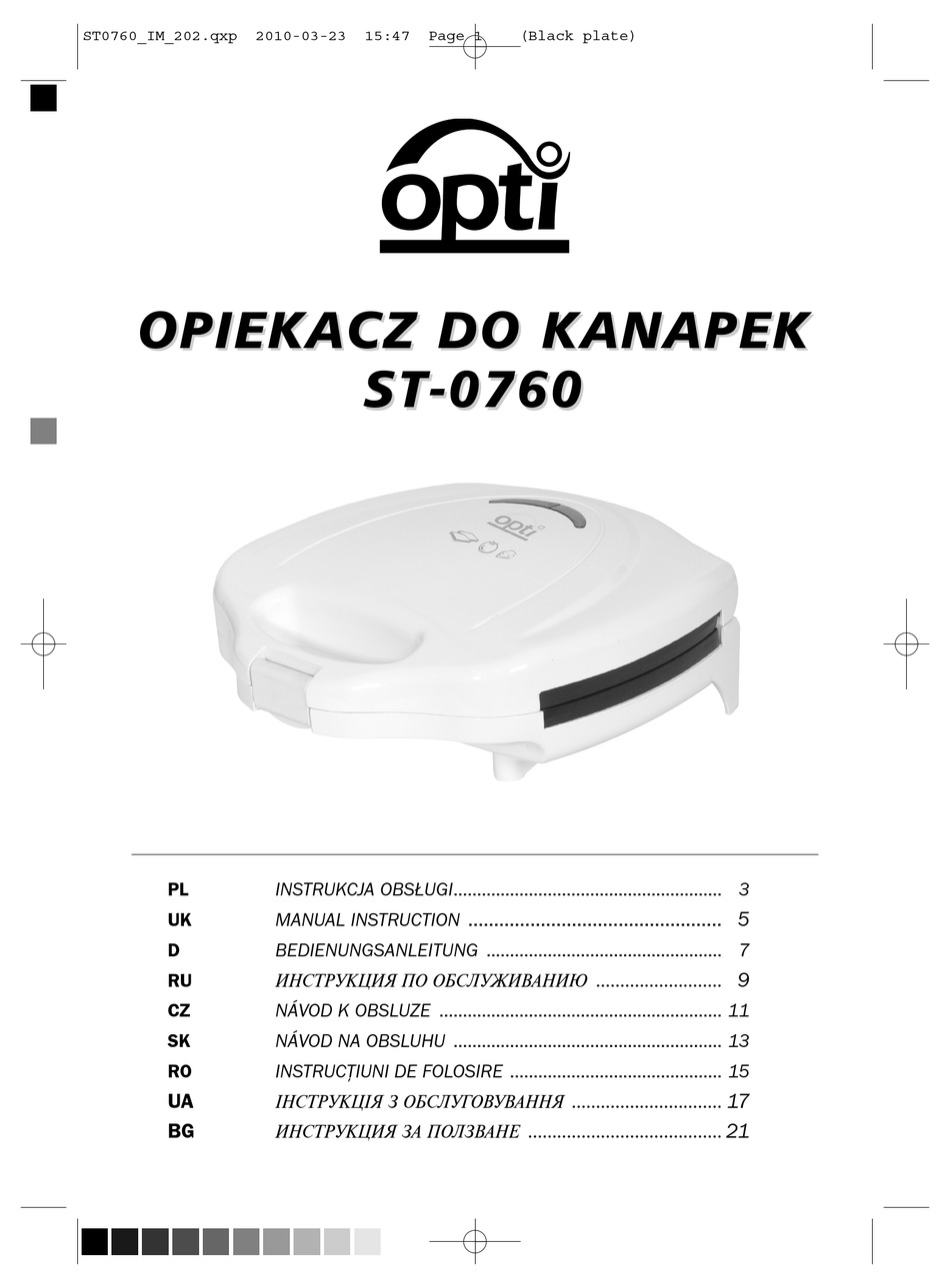 OPTI ST-0760 MANUAL INSTRUCTION Pdf Download | ManualsLib