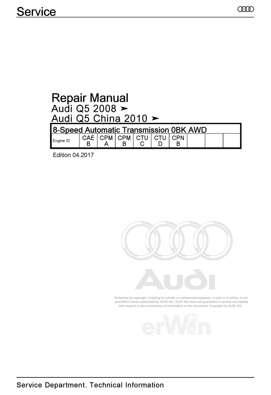 AUDI Q5 2008 REPAIR MANUAL Pdf Download ManualsLib
