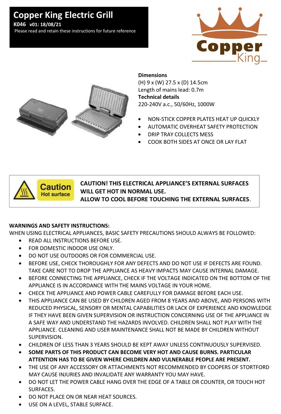 COPPER KING K046 INSTRUCTIONS FOR USE MANUAL Pdf Download ManualsLib