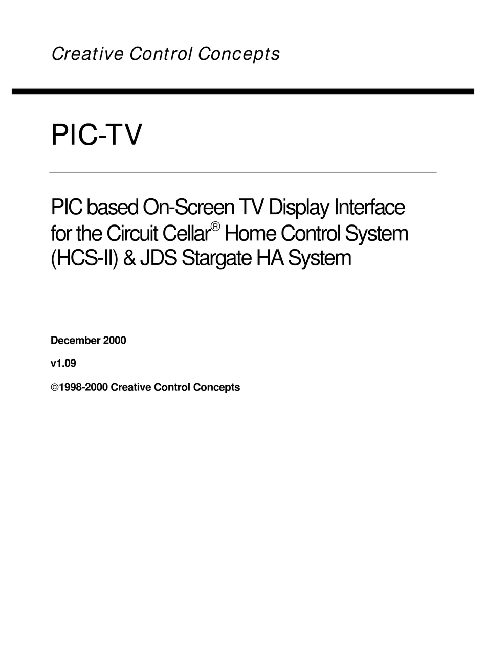 CREATIVE CONTROL CONCEPTS PICTV MANUAL Pdf Download ManualsLib